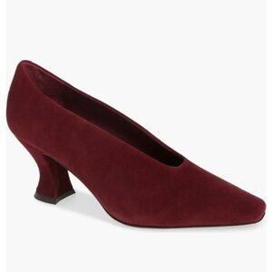 Jeffrey Campbell Hints-2 Suede Square Toe Pump in Wine Suede Size 9